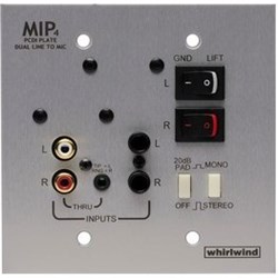 Whirlwind MIP2S Wallplate - Inputs 3.5mm TRS Dual RCA 1/4 Inch Ts  Output Balanced Screw Terminal  Ground Lift Pad 1-Gang Stainless